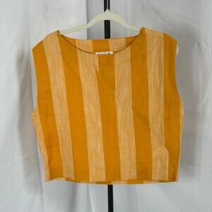 NWOT SKFK Orange Stripes Sleeveless Lesia Linen/Cotton Top Size 6